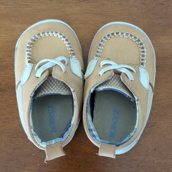Robeez Baby's FK Skipper Leather Loafers beige color baby boy size 18-24M GUC - Picture 5 of 7